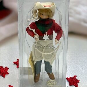 Vtg Kurt S Adler Cowboy Ornament Crepe Paper Porcelain Jocelyn Mostrom Christmas